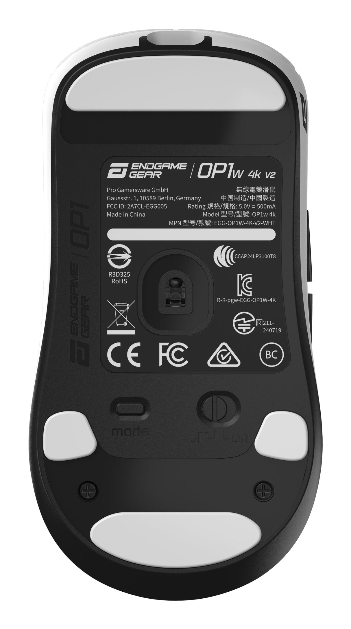 Endgame Gear Op1w 4k V2 Wireless Gaming-Ratón, 4.000hz - Blanco