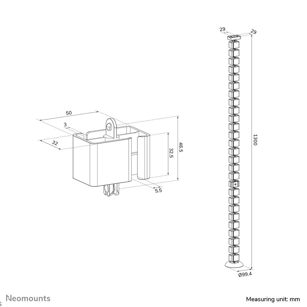 EAN 8721246340126 - Neomounts ADS06-132BL organizador de cables Escritorio Guía para cables Negro 1 pieza(s) imagen 12