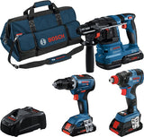 Juego Combinado Bosch Professional  Gsr 18v-55 + Gdx 18v-200 + Gbh 18v-22, Juego De Herramientas Azul, 3x Batería Procore18v 4.0ah, Bolsa De Herramientas