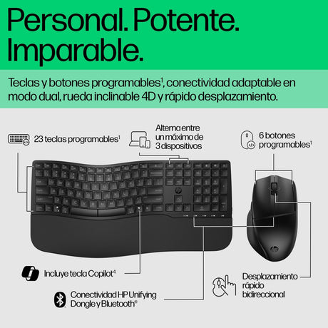 EAN 197498230610 - HP 680 Comfort Dual-Mode Keyboard and Mouse Combo teclado Ratón incluido Hogar RF Wireless + Bluetooth Neg imagen 2