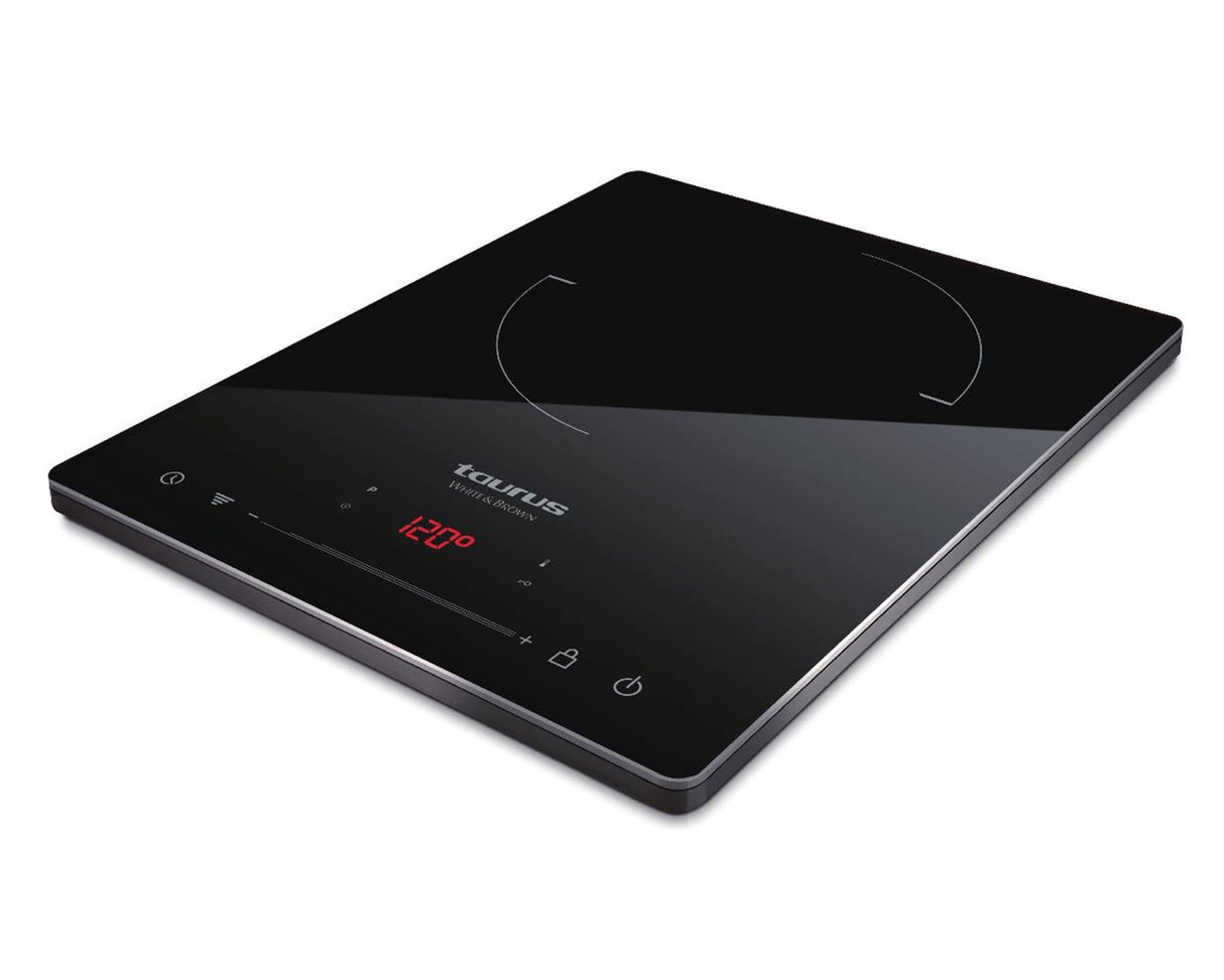 Placa De Inducción Taurus Darkfire 2000w Ø 20cm Display Led 8 Niveles De Temperatura / Potencia Temporizador Superficie De Cristal 45mm