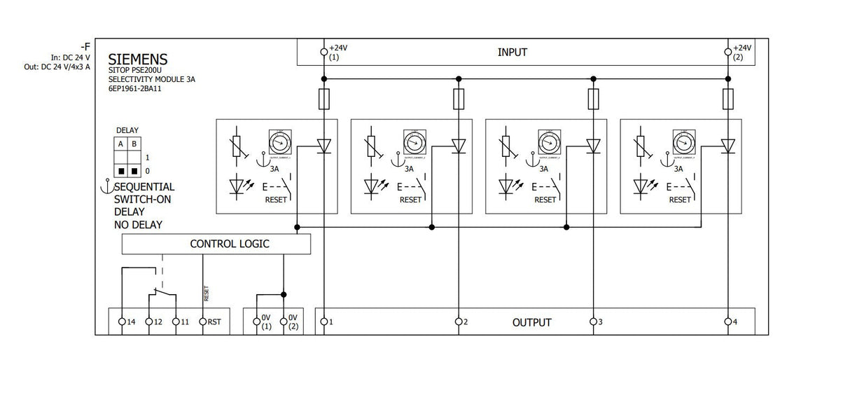 Siemens 6ep19612ba11 Sitop Pse200u 3a Selektivittsmodul 4-Kanalig Eing. 24vdc