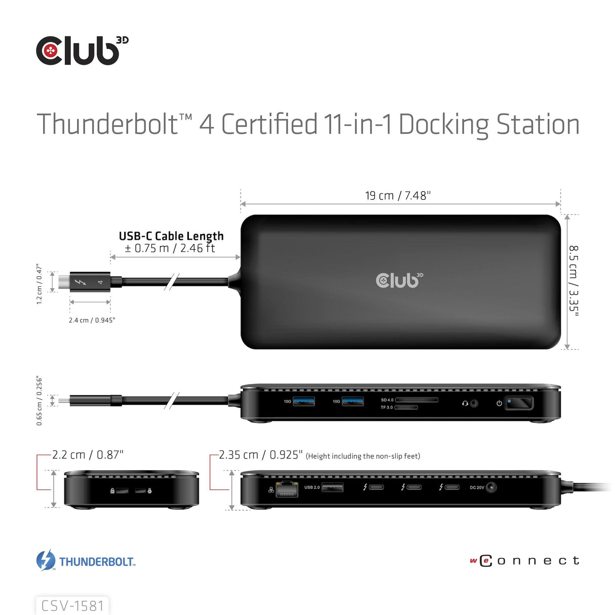 Club3d Thunderbolt4 11-In-1 Hub > 3xthunderbolt 3xusb M H Retail