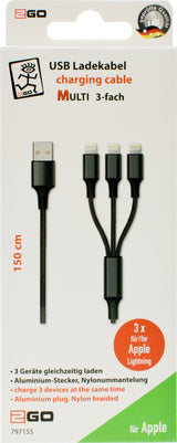 2go 797155 Cable Usb 1,5 M Usb B Usb C/Micro-Usb B/Lightning Negro