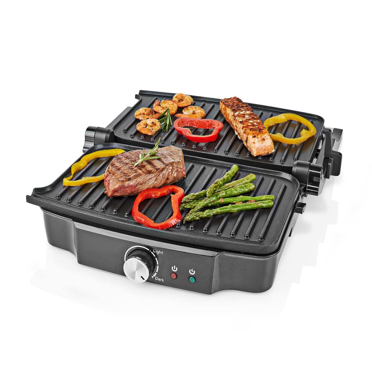 Nedis Parrilla De Contacto 1500 W Control De Temperatura Ajustable Acero Inoxidable / Plastico