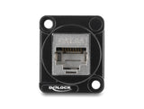 Delock D Tipo Módulo Rj45 Conector Hembra A Hembra 90° Angulado Cat.6a Negro Plateado
