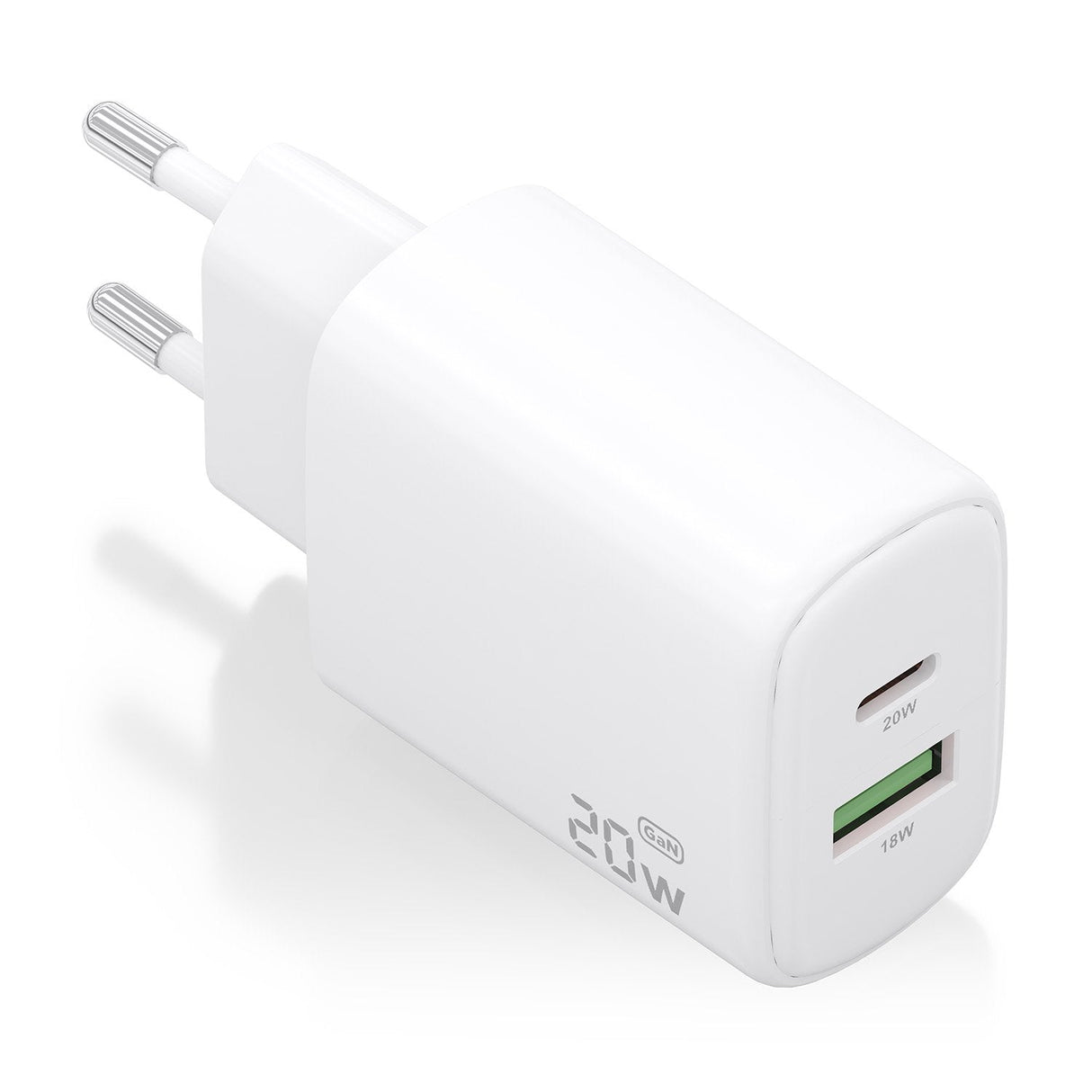 Aisens Cargador Gan 20w, 1xusb-C Pd3.0, 1xusb-A Qc3.0, Blanco