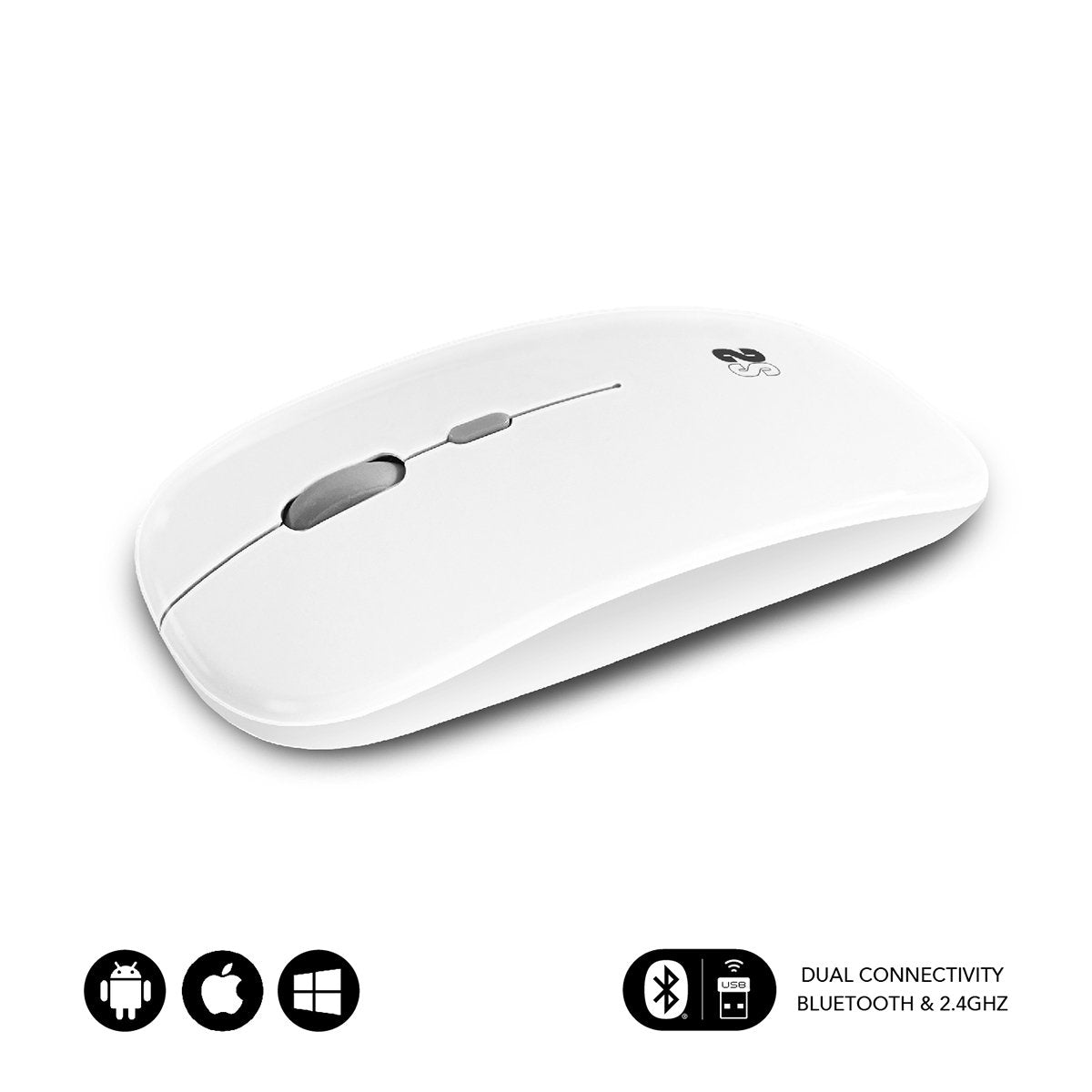 Ratón Inalámbrico Por Bluetooth Subblim Dual Flat Batería Recargable  Hasta 1600 Dpi  Blanco