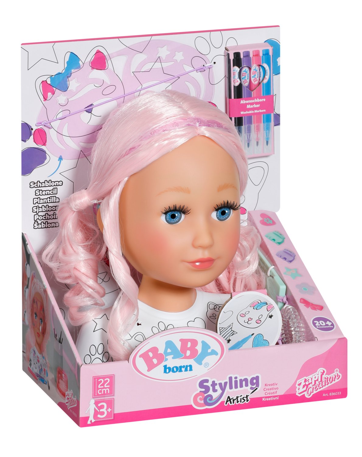 Zapf Creation Baby Born® Styling Head Creative, Make-Up Y Hairy Head 836033