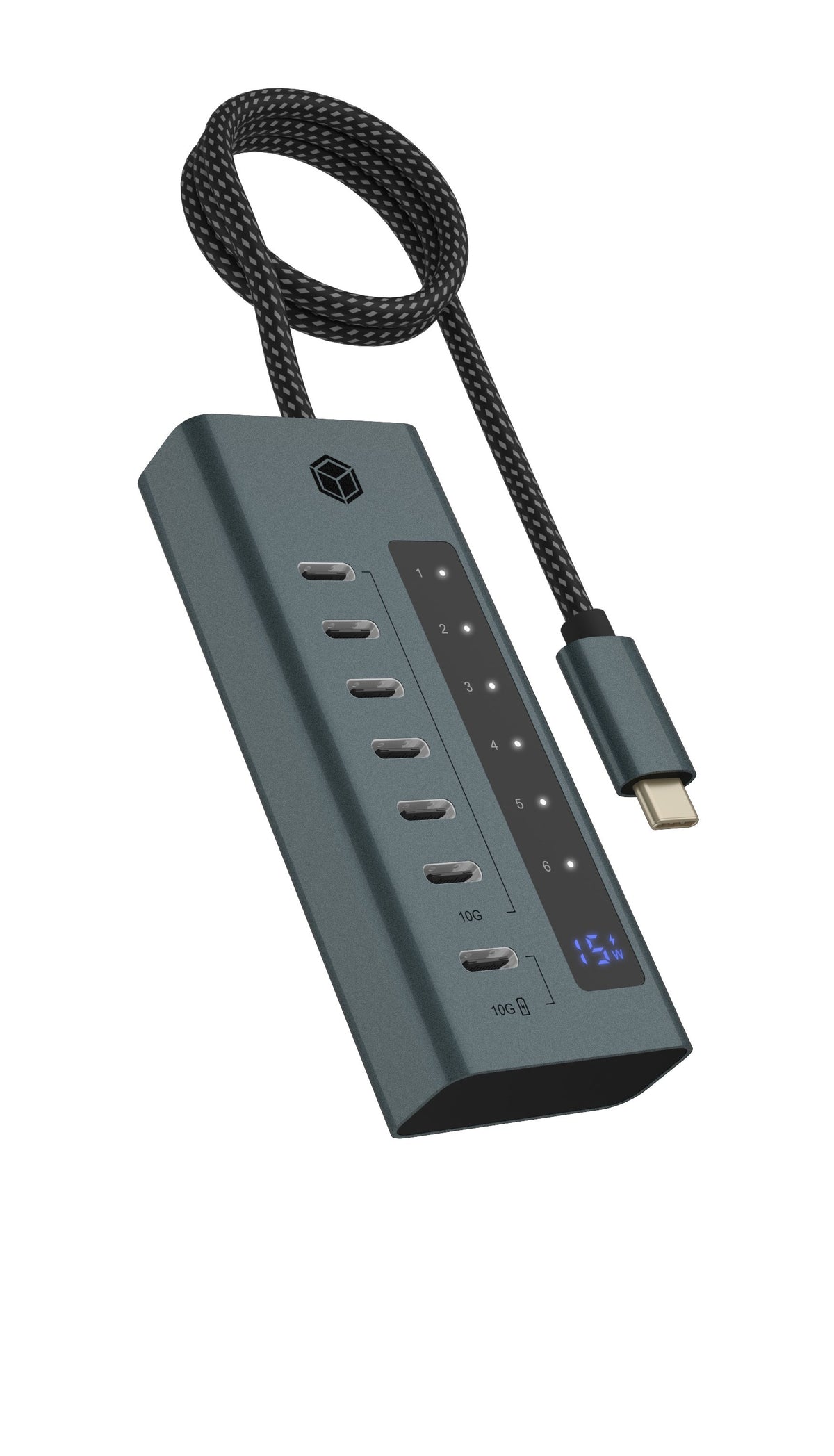 EAN 4250078139843 - ICY BOX IB-HUB1457-C31 USB 3.2 Gen 1 (3.1 Gen 1) Type-C 10000 Mbit/s Azul, Gris imagen 2