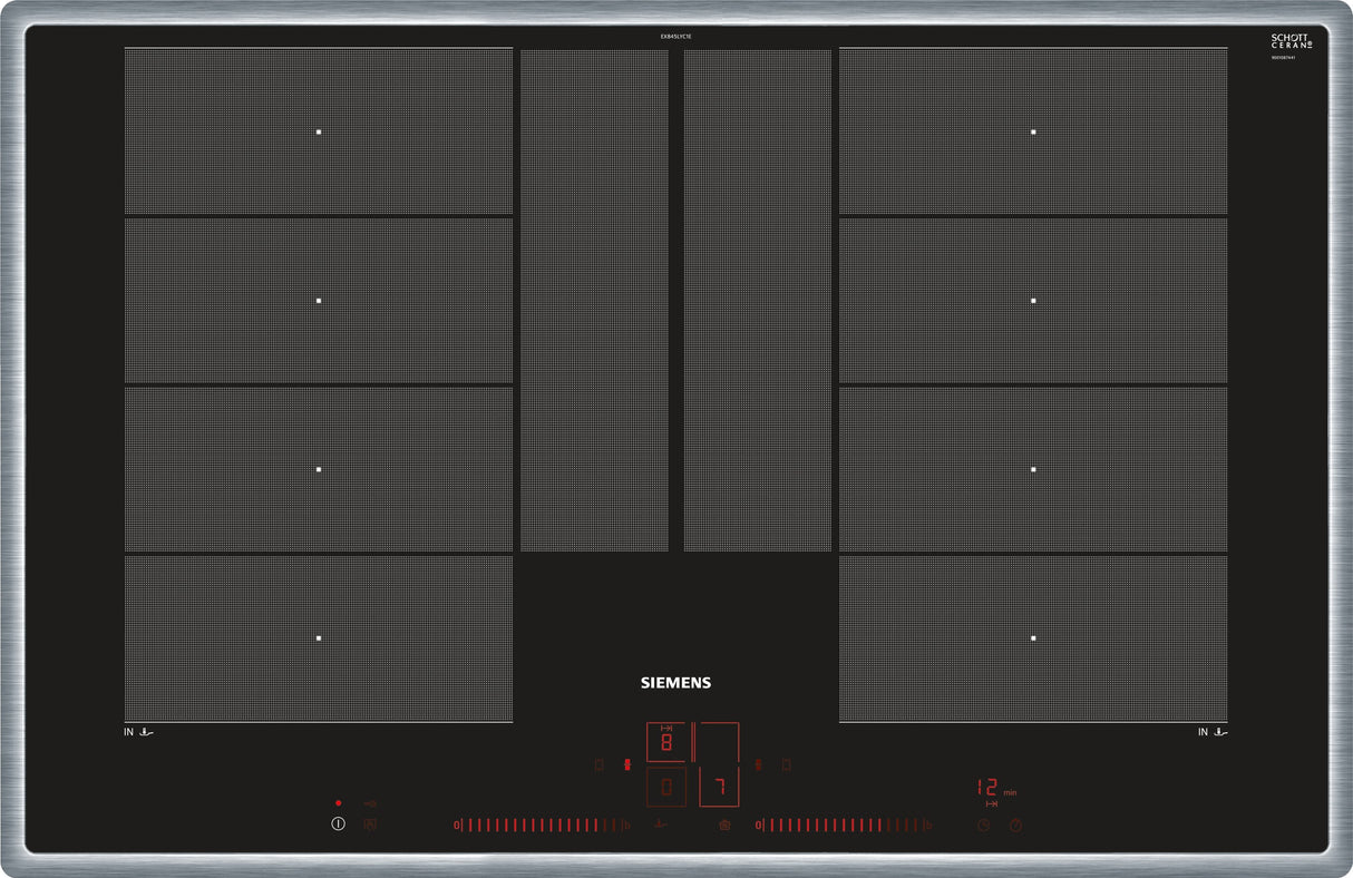 Placa Vitrocerámica Siemens Ex845lyc1e Hobs Negro, Acero Inoxidable Integrado Cerámico 4 Zona(S)