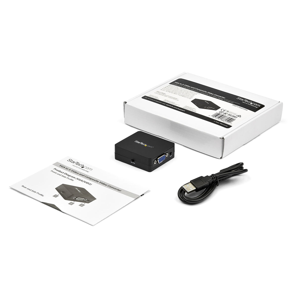 Startech.Com Conversor De Vídeo Vga A Rca Y S-Video - Alimentado Por Usb, 1920 X 1080 Pixeles, 640 X 480,1920 X 1080 Pixeles, 60 Hz, Conversor De Vídeo Activo, 1920 X 1080 Pixeles, Negro