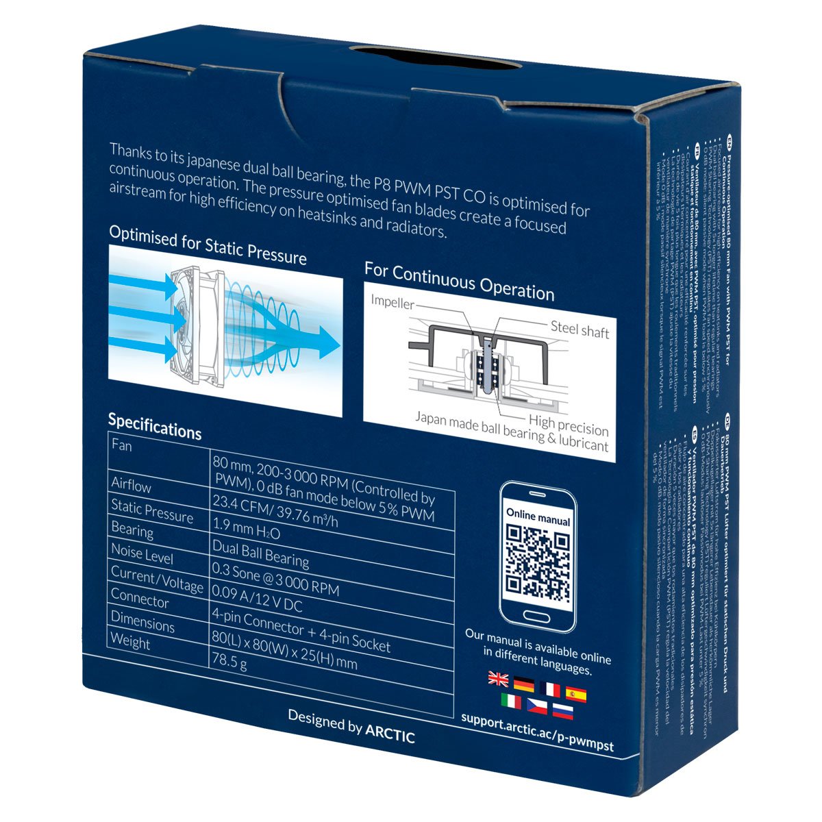 Ventilador  Arctic P8 Pwm Pst Co 8 Cm Negro