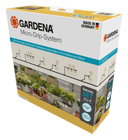 Set De Riego Por Goteo Micro-Drip-System Gardena Balcón, 15 Plantas, Goteros (Negro/Gris, Modelo 2023)