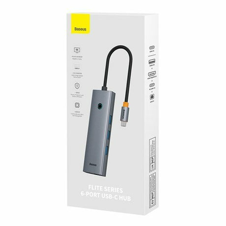 EAN 6932172630713 - Baseus UltraJoy 6-Port Alámbrico USB 3.2 Gen 1 (3.1 Gen 1) Type-C Gris imagen 4