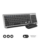 Teclado Y Ratón Inalámbrico Subblim Combo Dual Prestige Extendido Gris Y Negro Español