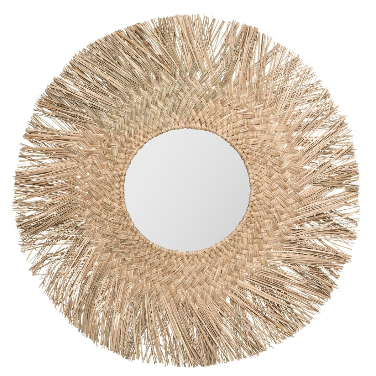 Espejo De Junco Natural Ø80cm (Espejo Ø30cm) Colección 'Jungly'