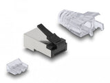 Rj45 Modularer Stecker Mit Robuster Rastnase Cat.6 Und Knickschutztülle 50er Set