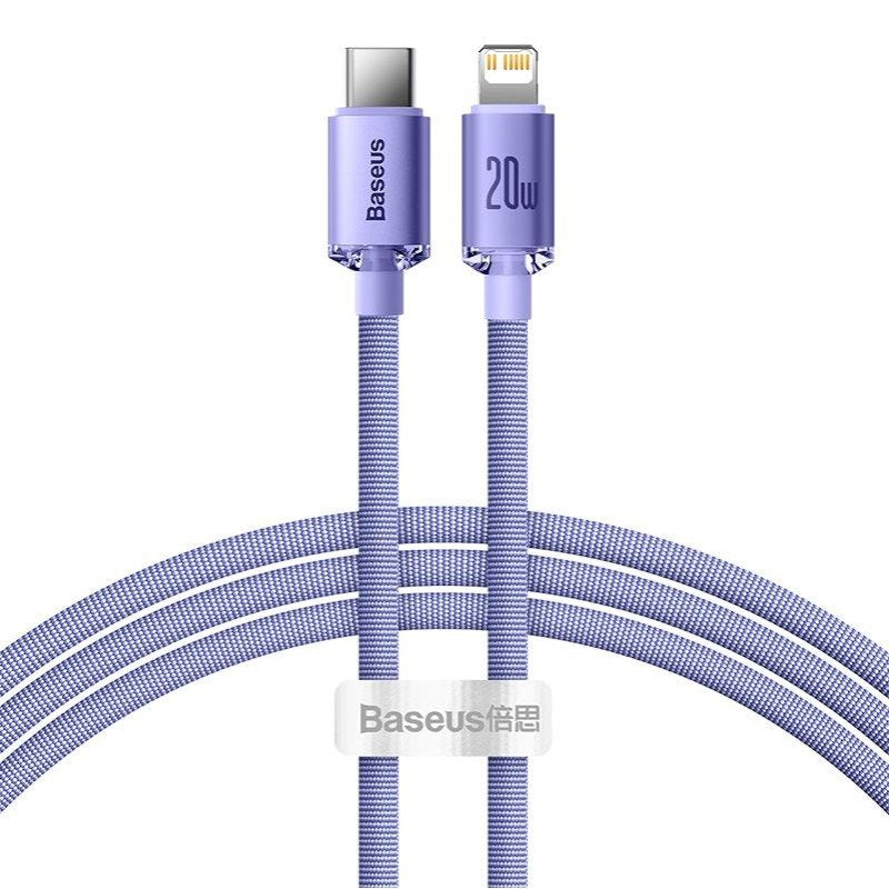 Baseus Type-C - Lightning Cable, Crystal Shine Series Fast Charging Data Cable 20w 1.2m Purple (Cajy000205)
