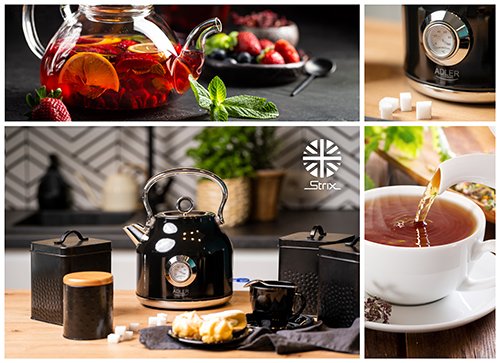 Hervidor Adler Ad 1346b Con Termómetro, Eléctrico, Potencia 2200 W, Capacidad 1,7 L, Negro