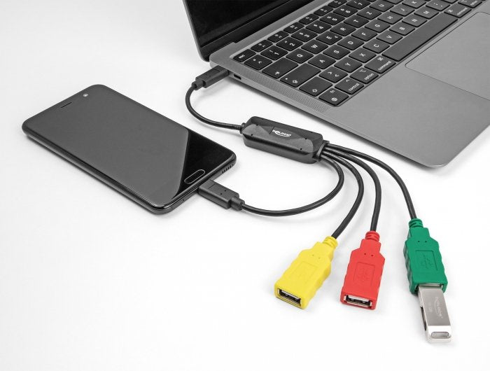 Delock 4 Puerto Usb 2.0 Cable De Cable Con Usb Tipo C A 3 X Usb-A, Cubo Usb 64203