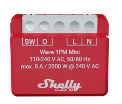 Shelly Qubino Wave 1pm Mini Interruptor Inteligente Rojo