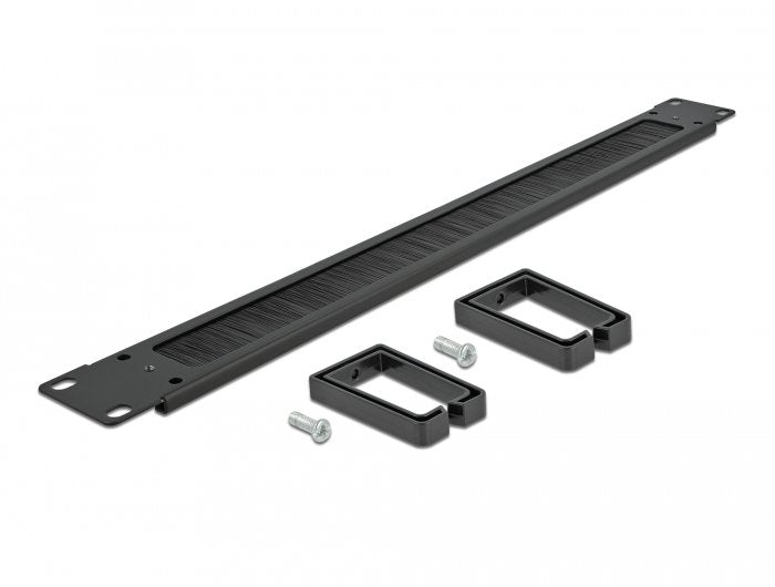 Delock 19? Organizador De Cables Regleta De Cepillo Con 2 Soportes 1 He Negro