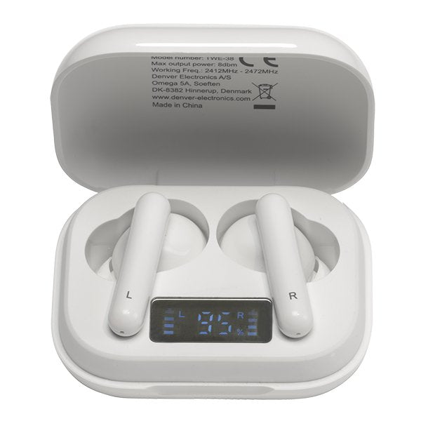 Auriculares Denver Twe-38 Bluetooth V5.0 Estuche De Carga Blanco
