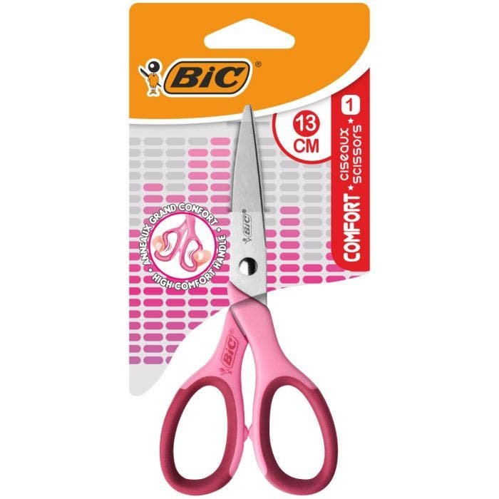 Bic Comfort Tijera Escolar 13cm - Mango Suave - Uso Diestro - Color Rosa /Azul Aleatorio