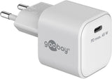 Cargador  45w Usb 1 Puert. Usb-C Blanco Gan Pd Salida Lateral Tamaño Nano Goobay