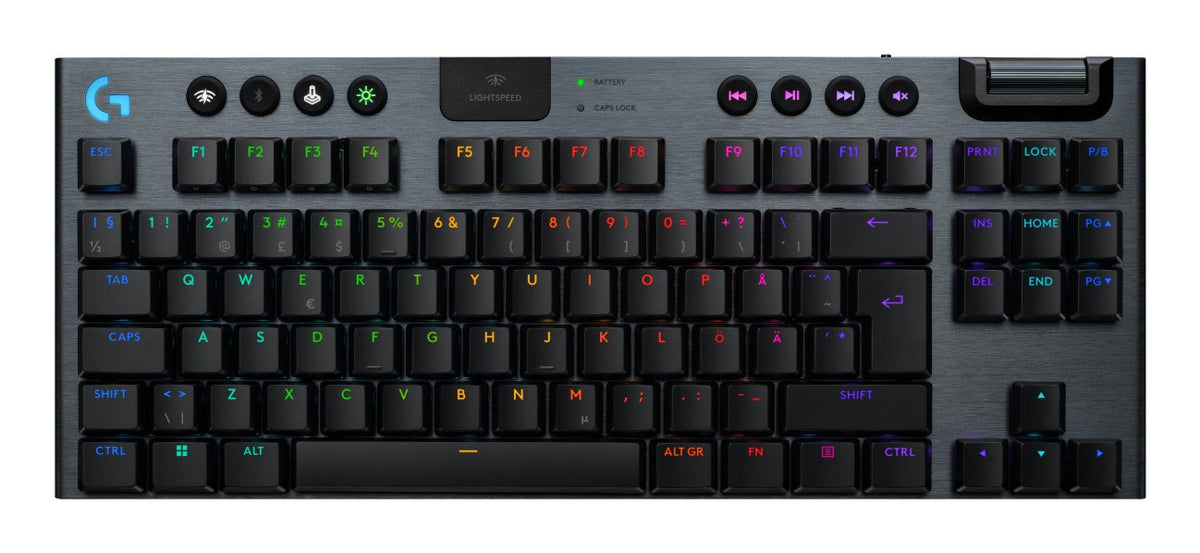 Logitech G G915 X - Teclado - Lightspeed - Tkl - Retroiluminado - Inalámbrico - Bluetooth 5.0, 2.4 Ghz, Usb - Qwerty - Nórdico (Danés/Finés/Noruego/Sueco)