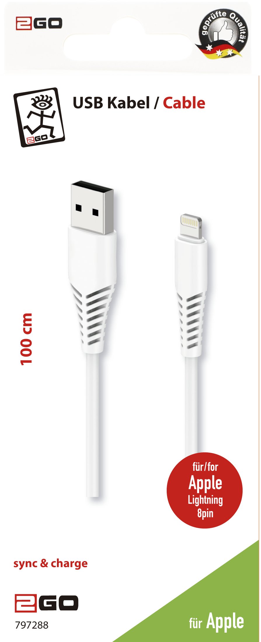 2go Cable Apple Lightning 1m Blanco