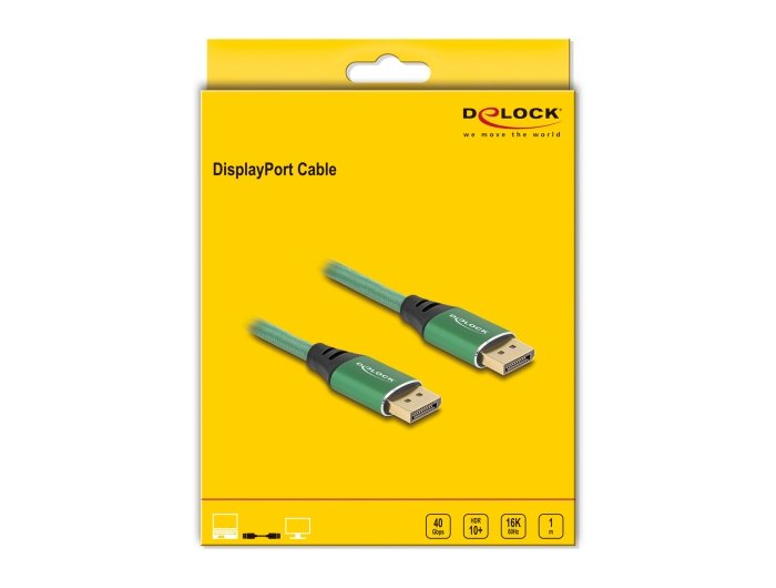 Delock 80629 Cable Displayport 16k 60 Hz 1 M Metal Verde