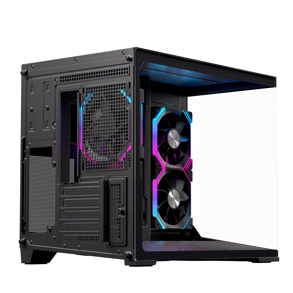 Caja Pc Micro-Atx Semitorre Einarex Sm300 Rgb C-Templado Negra Excs-Sm-300r-B