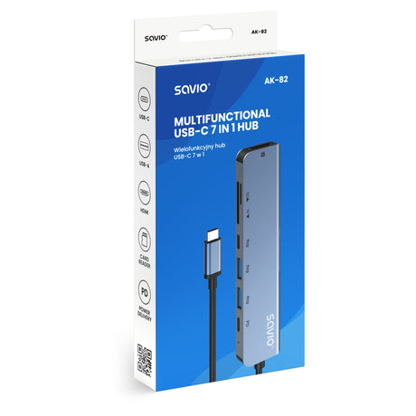EAN 5901986049791 - Savio AK-82 hub de interfaz USB Tipo C 5000 Mbit/s Negro imagen 4