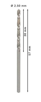 Bosch 10 Brocas De Metal Hss-G 2,5x30x57mm