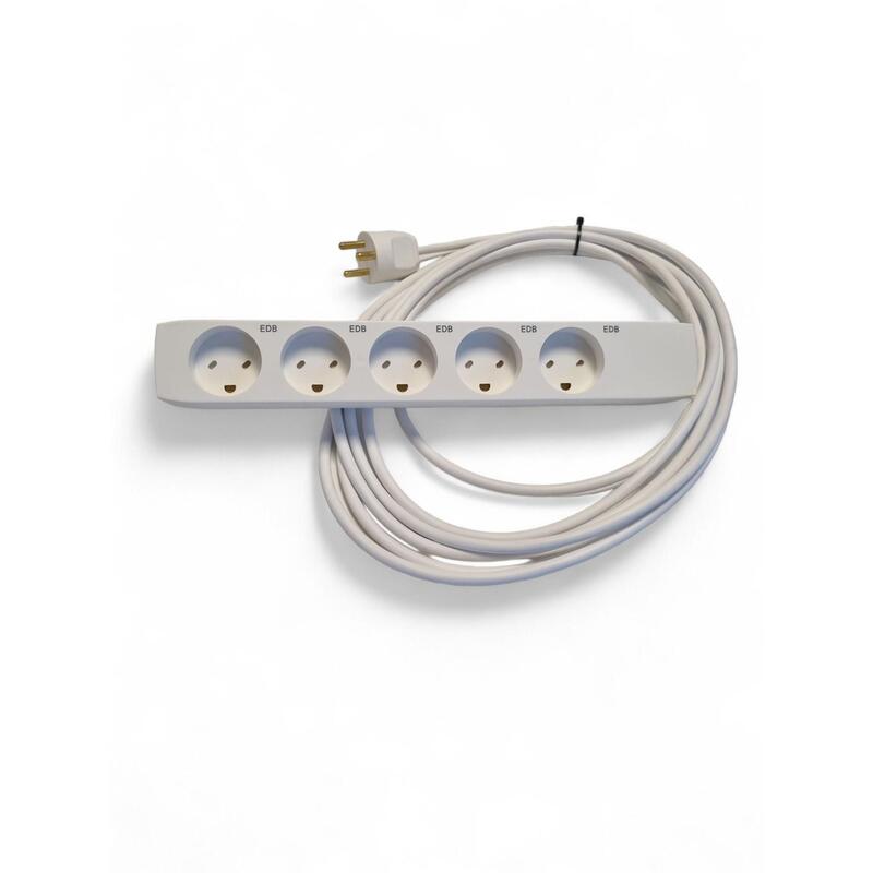 Edb StikdSe Med 5 Udtag,  Hvid, 5,0m Ledning