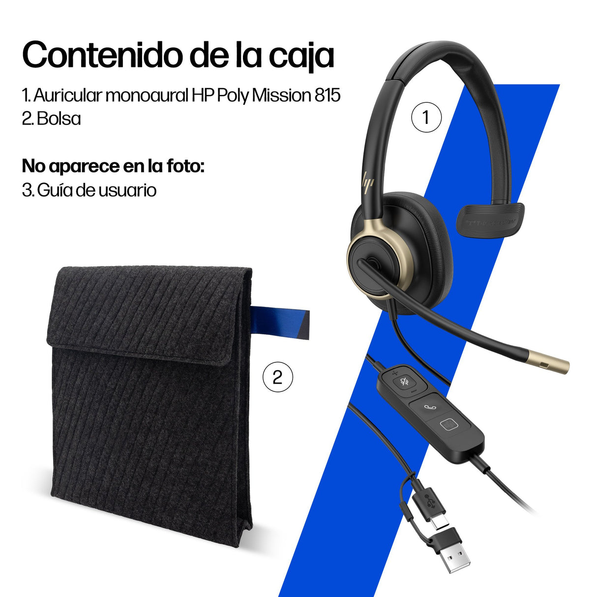 EAN 0199251821813 - HP Poly Mission 815 Monaural USB Wired Headset Alámbrico Diadema Negro imagen 8