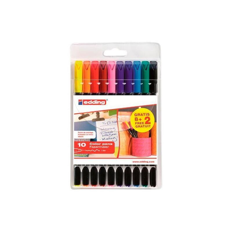 Edding Rotuladores Punta De Fibra 1200 Estuche De 8+2 Gratis C/Surtidos