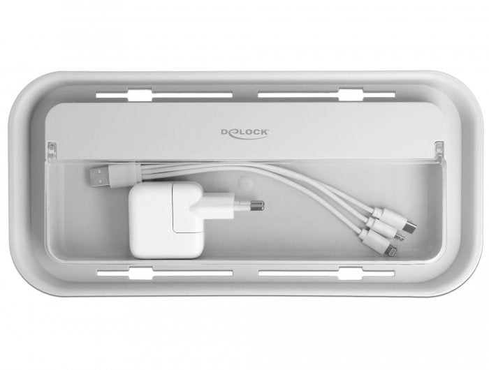 Caja De Gestión De Cables De Delock Con Compartimento De Almacenamiento Blanco/Gris 18290