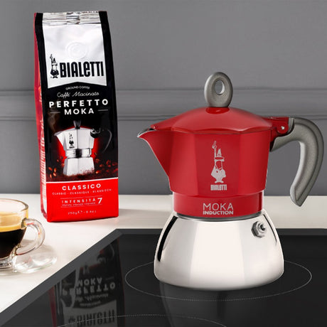 EAN 8006363029247 - Bialetti Moka induction Cafetera italiana 0,1 L Rojo, Plata imagen 3