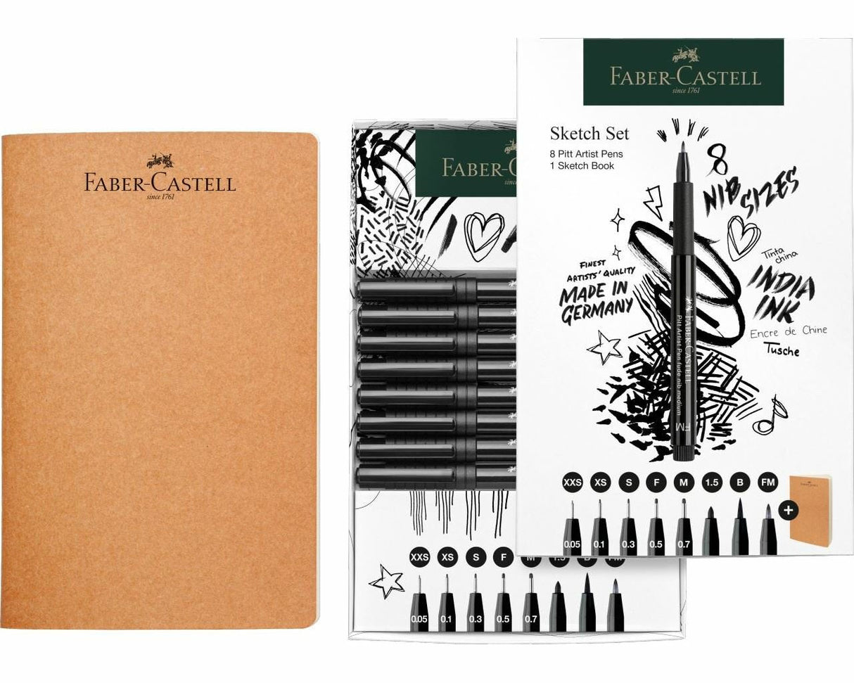 Set De Dibujo Faber-Castell De 9 Piezas Con Cuaderno De Bocetos