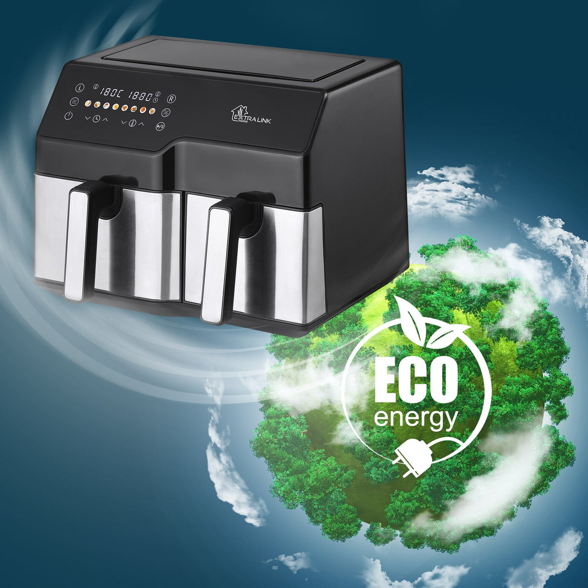 Extralink Home Air Fryer 10l (6l+4l) Eu Sj-1000 2500w