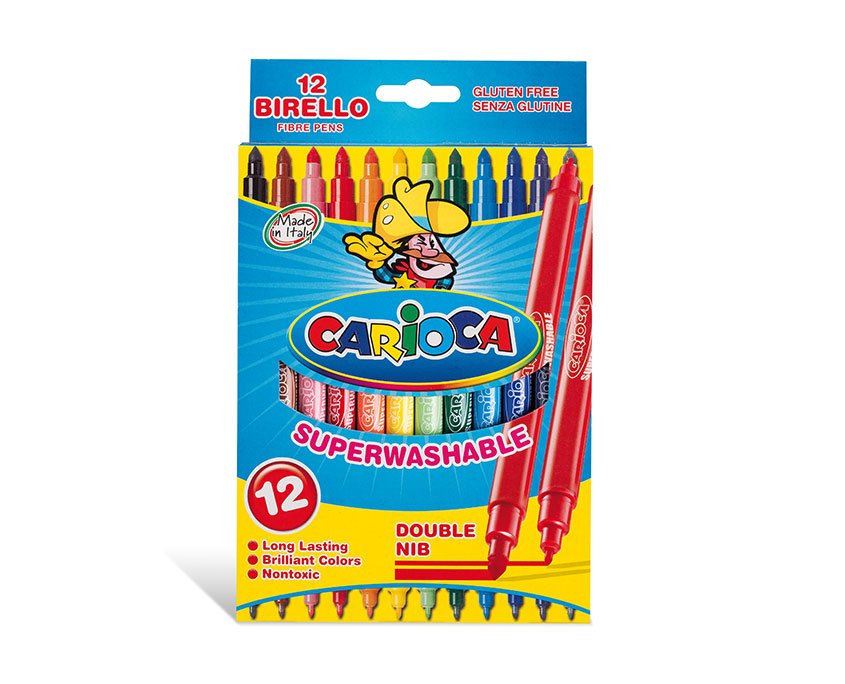 Carioca Rotulador Birello Doble Punta Fina / Media Colores - Caja De 12