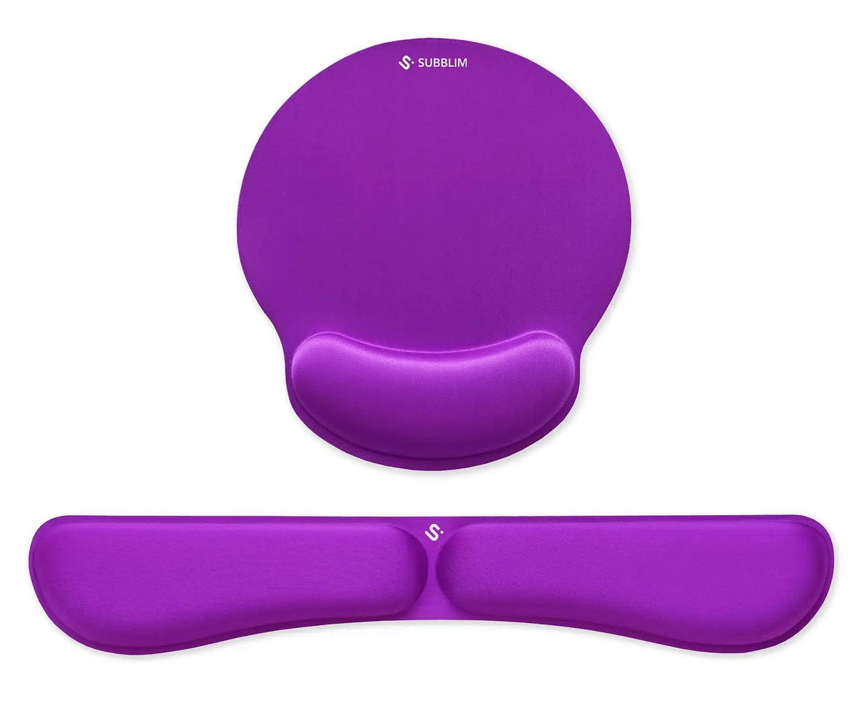 Pack De Reposamuñecas Y Alfombrilla Ergonómica Subblim Ergo Memoryflex Purpura