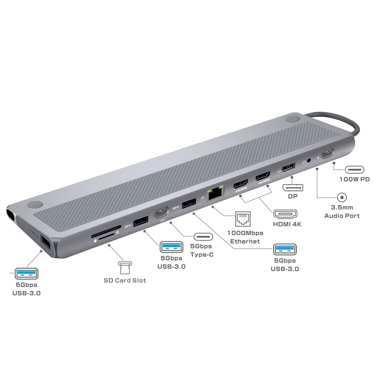 EAN 8052101435351 - Ewent EW1150 base para portátil y replicador de puertos Alámbrico USB 3.2 Gen 1 (3.1 Gen 1) Type-C Alumin imagen 3