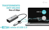 D I-Tec Usb-C Usb-A Metal Hub 3 2x Usb-C Gen1 1x Usb-A Gen1 1x 2,5glan