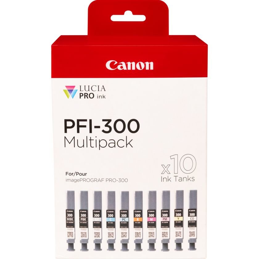 Canon Pfi-300 Cartucho De Tinta 10 Pieza(S) Original Negro, Azul, Cian, Gris, Magenta, Foto Negro, Foto Magenta, Rojo, Amarillo