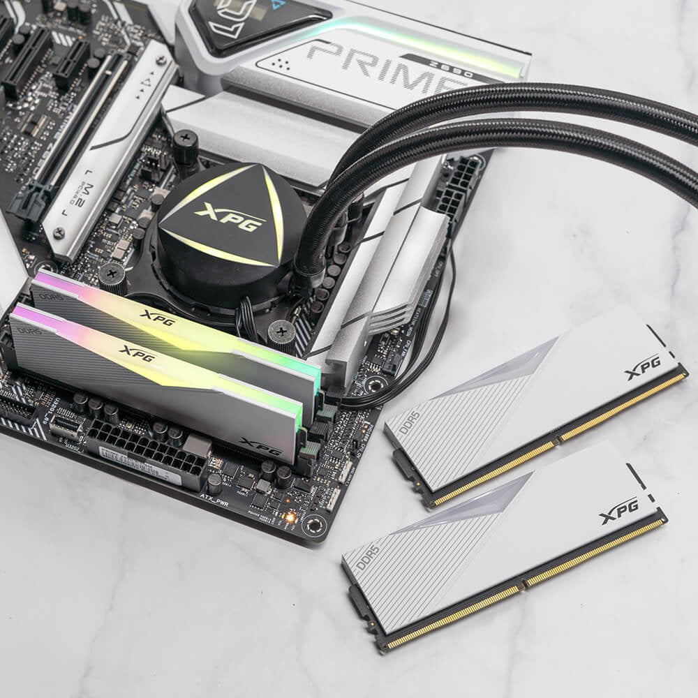 Memoria  Adata Dimm 16 Gb Ddr5-6000 (1x 16 Gb)Blanco, Ax5u6000c3016g-Clarwh, Lancer Rgb, Intel Xmp