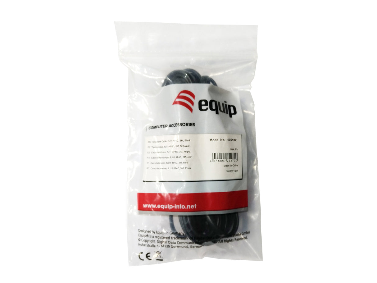 EAN 4015867222720 - Equip 105102 cable telefónico 3 m Negro imagen 3
